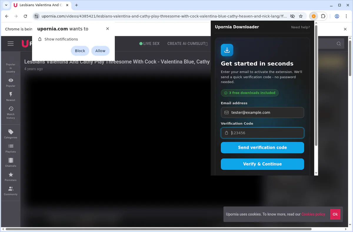 Upornia Video Downloader browser extension screenshot 6